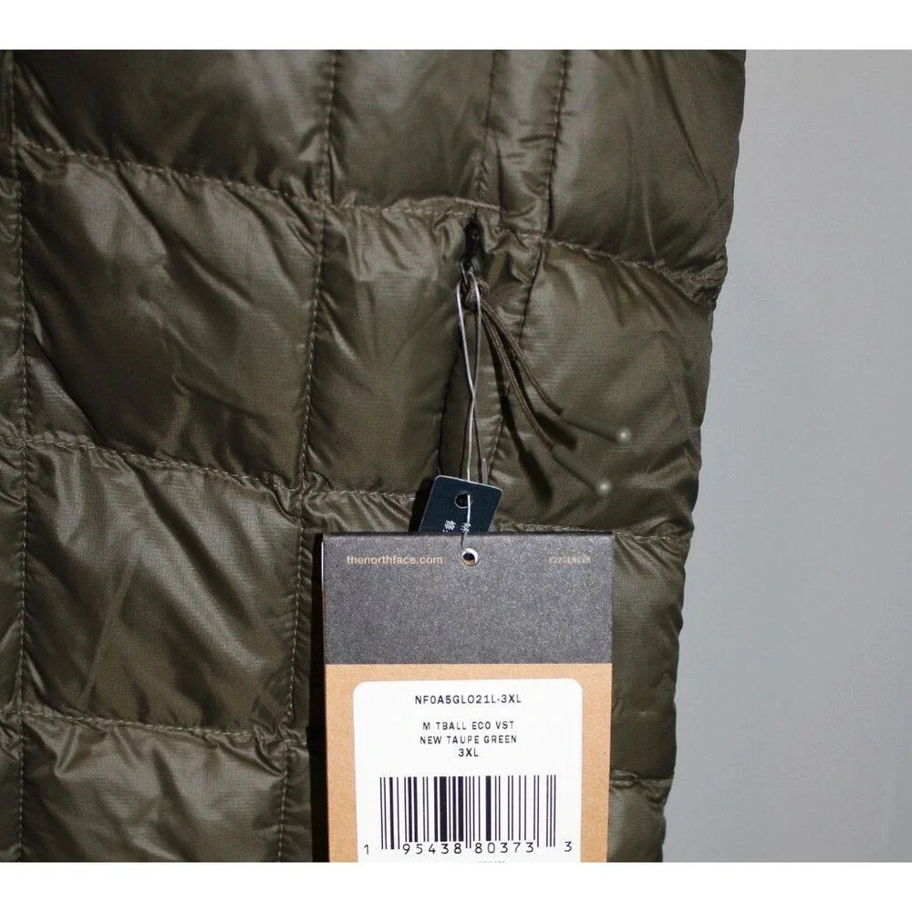 The North Face Men Big Tall New Taupe Green‎ Thermoball Quilted Eco Vest 3XL NWT